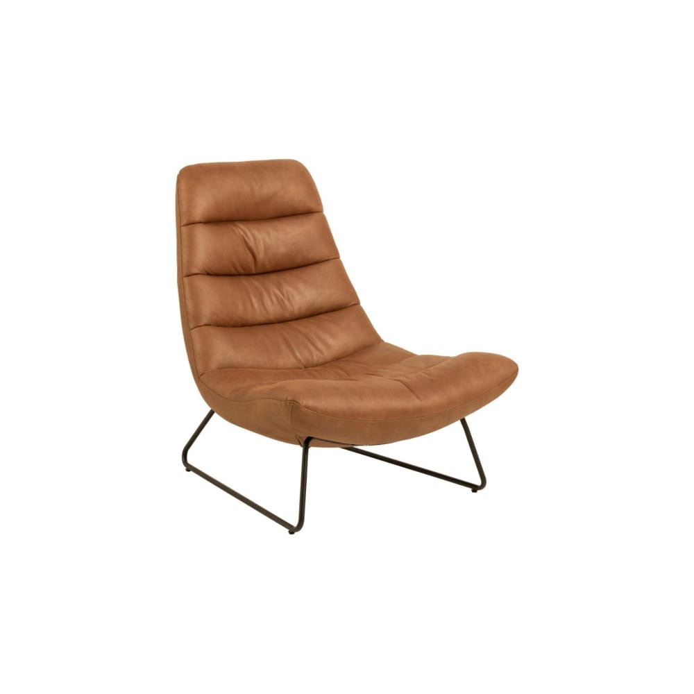 Fauteuil lounge en simili - cognac