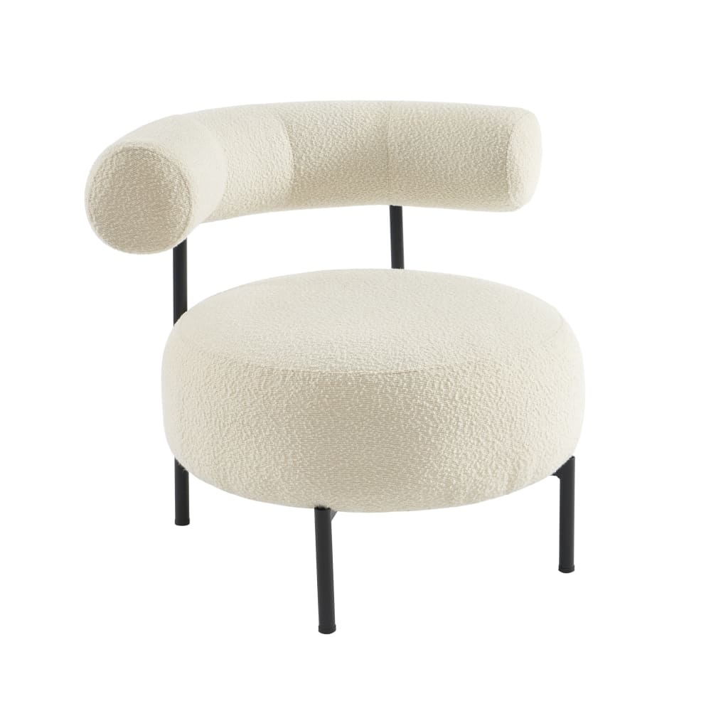 Fauteuil bouclette écrue - pieds