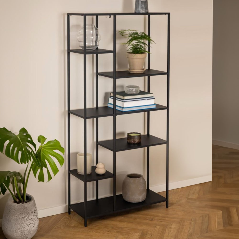 Bibliothèque scandinave en métal noir 6 tablettes - Maisons du Monde