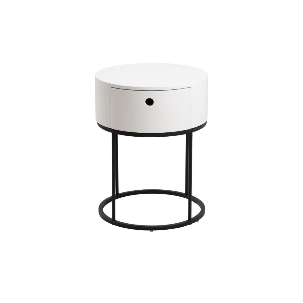 Table de chevet ronde de style contemporain blanc