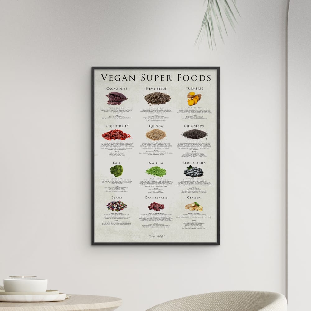 Affiche ''Vegan super foods '' Cadre noir - 50x70 cm