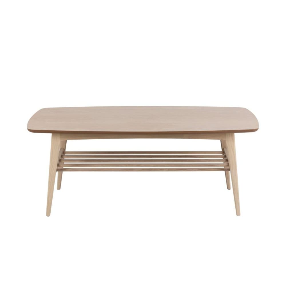 Table basse rectangulaire en chêne blanchi 1 tablette