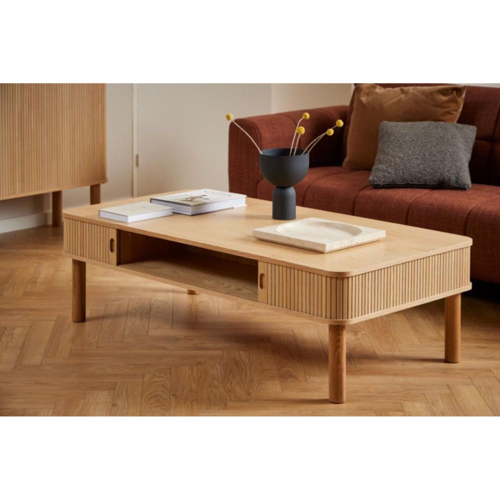Table basse rectangulaire 3 niches de rangement L130