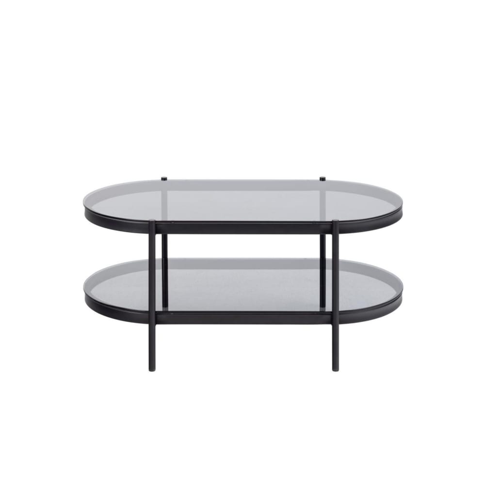 Table basse ovale en verre et métal noir - Maisons du Monde
