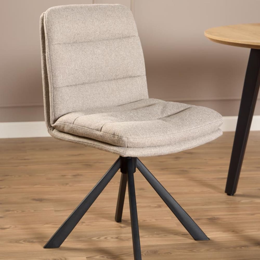 Lot de 2 chaises pivotantes en tissu beige et métal noir - Maisons du Monde