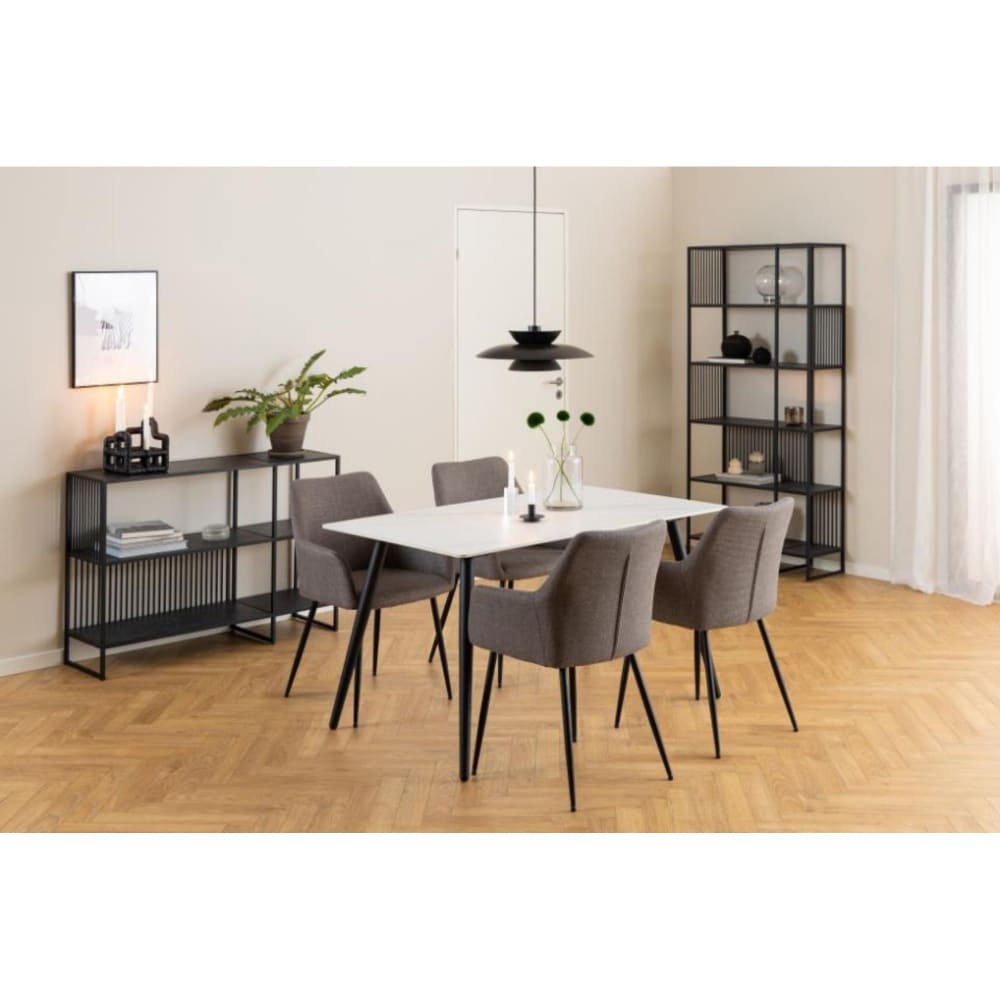 Lot de 2 chaises de salle à manger à accoudoirs en tissu gris - Maisons du Monde