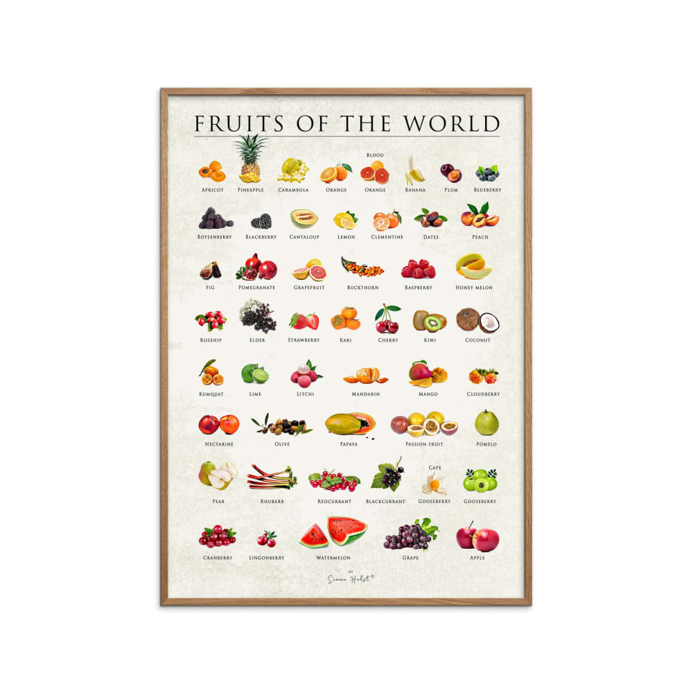 Affiche ''Fruits of the world '' Cadre en chêne - 50x70 cm