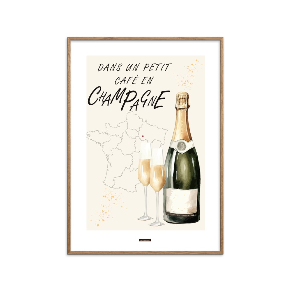 Affiche ''CHAMPAGNE NO.1 '' Cadre en chêne - 30x40 cm