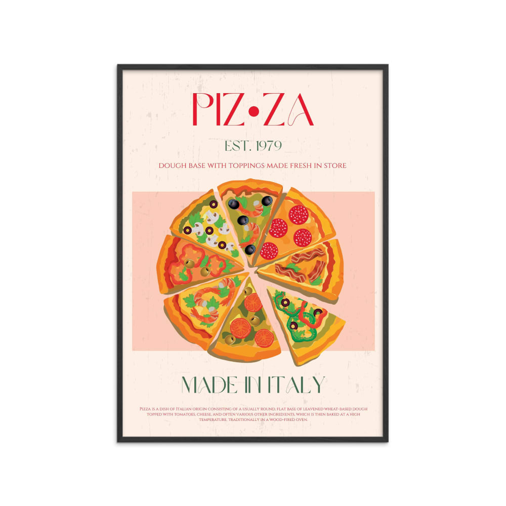 Affiche ''Pizza '' Cadre noir - 30x40 cm