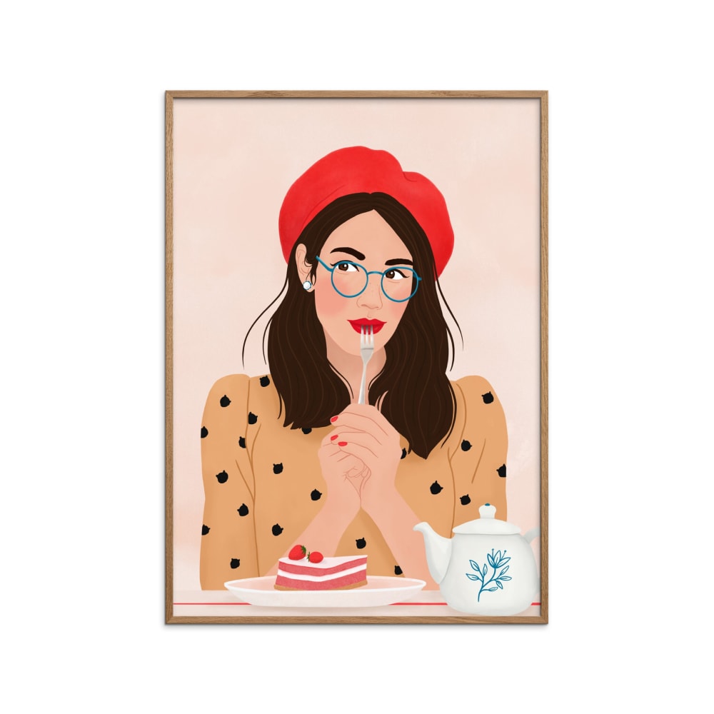 Affiche ''French Cafe '' Cadre en chêne - 30x40 cm