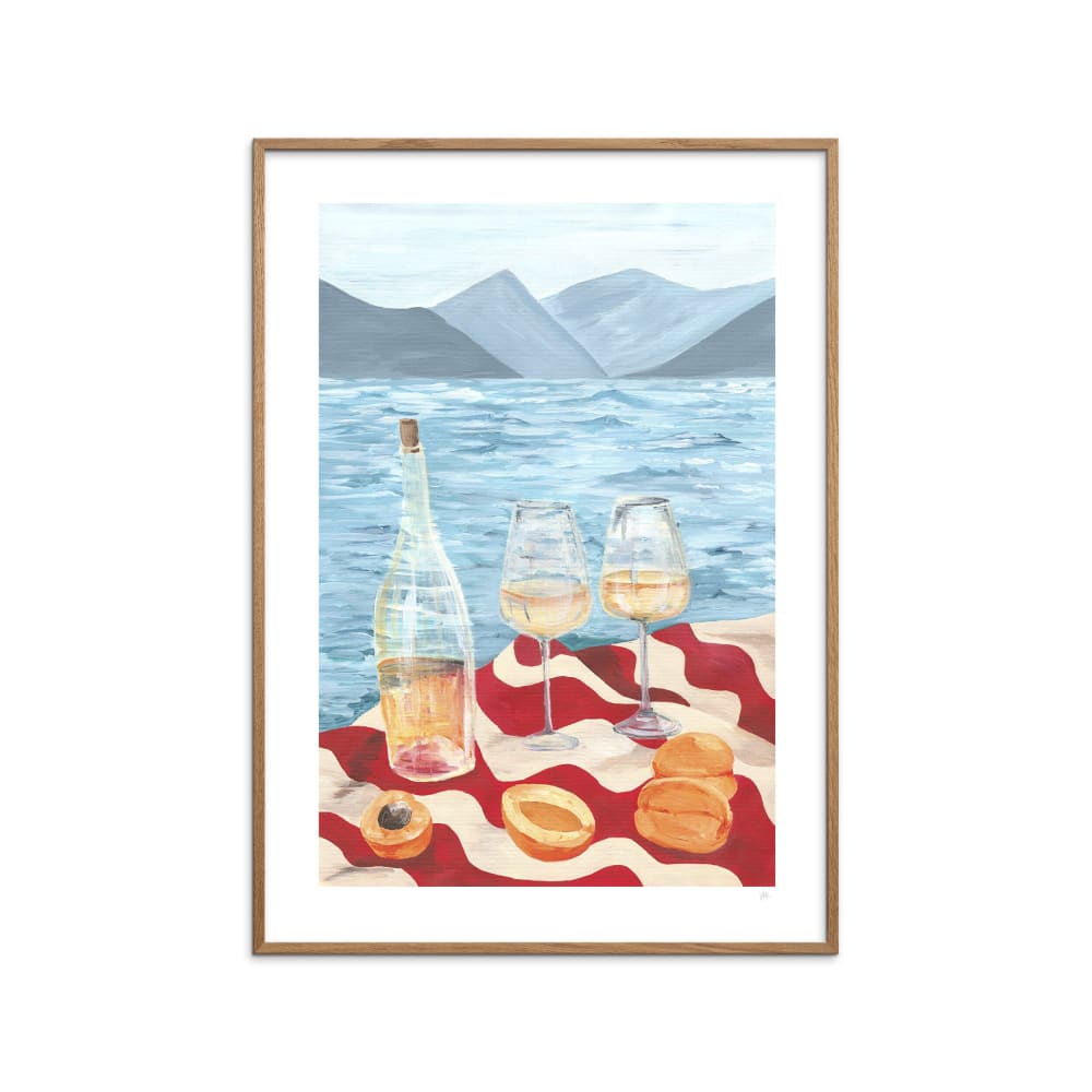 Affiche ''Wine by the Sea '' Cadre en chêne - 70x100 cm