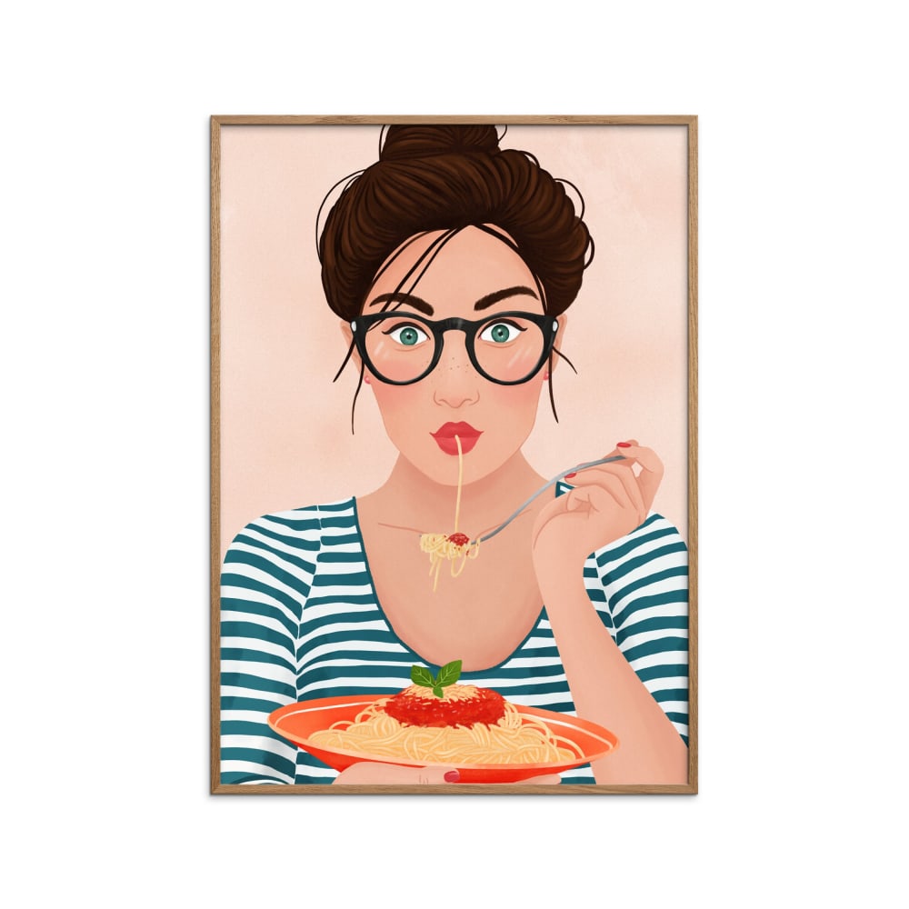 Affiche ''Spaghetti '' Cadre en chêne - 70x100 cm