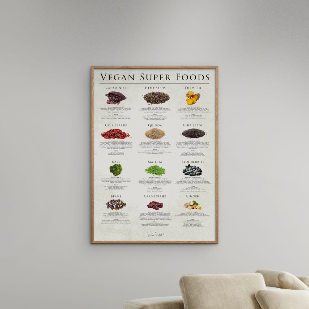 Affiche ''Vegan super foods '' Cadre en chêne - 50x70 cm