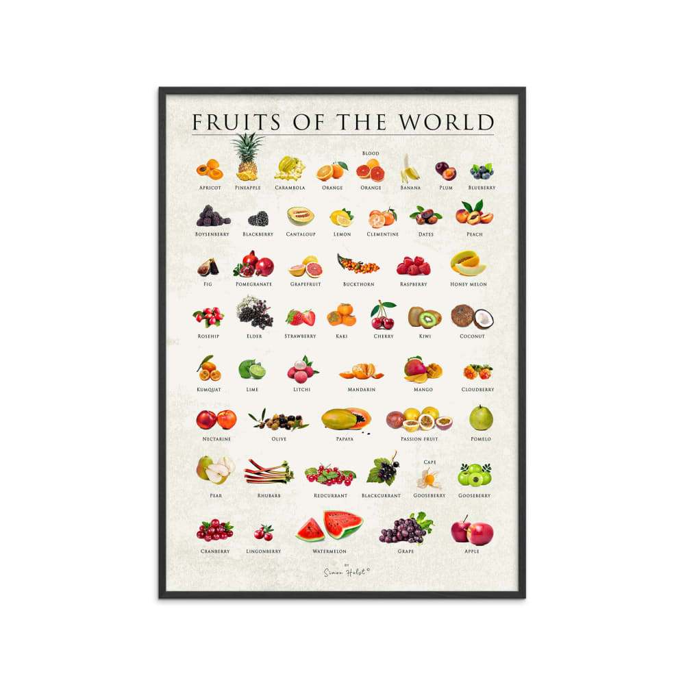 Affiche ''Fruits of the world '' Cadre noir - 70x100 cm