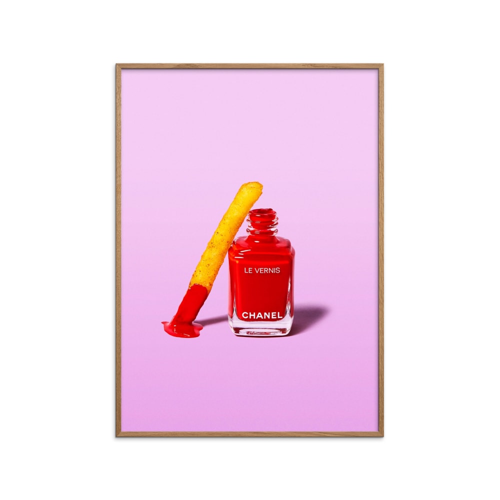 Affiche ''Fries before guys '' Cadre en chêne - 50x70 cm