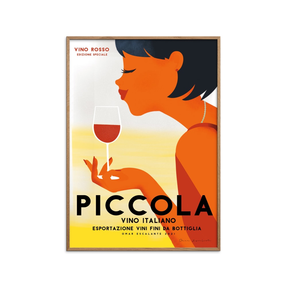 Affiche ''Vino Rosso II '' Cadre en chêne - 50x70 cm