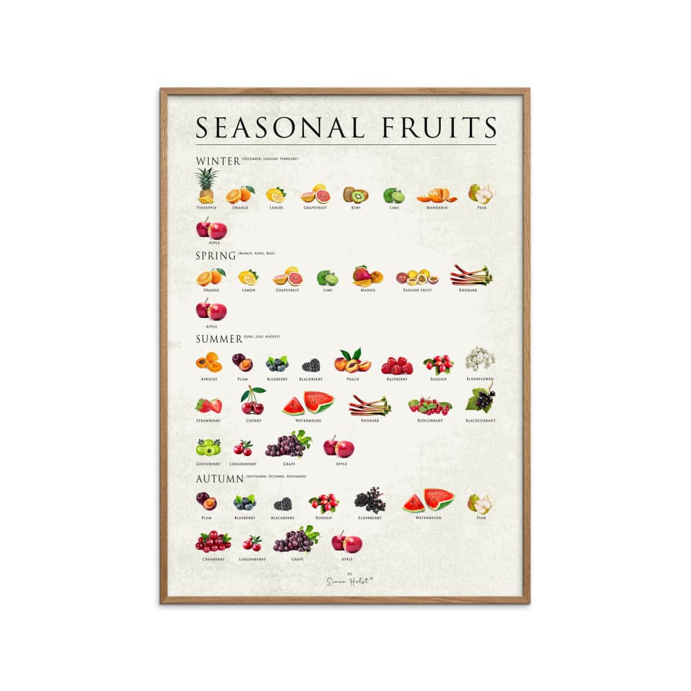 Affiche ''Seasonal fruits '' Cadre en chêne - 70x100 cm