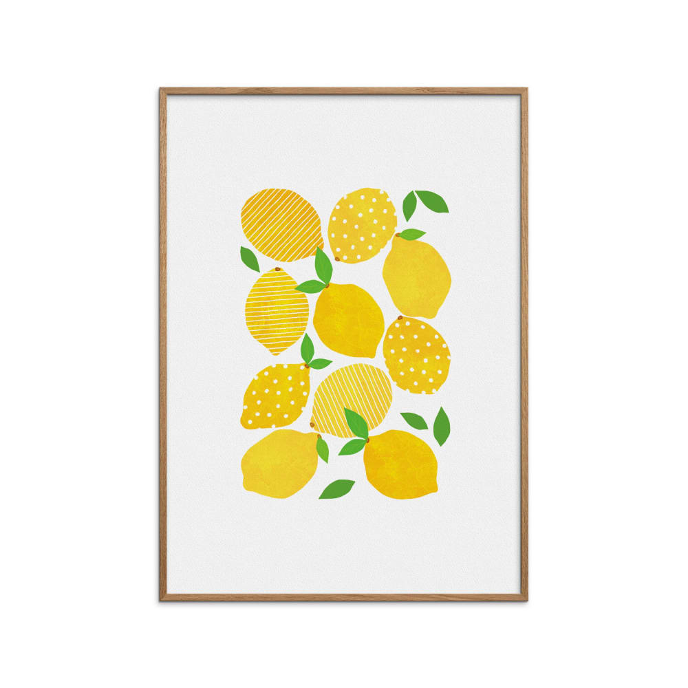 Affiche ''Lemon Crowd '' Cadre en chêne - 70x100 cm