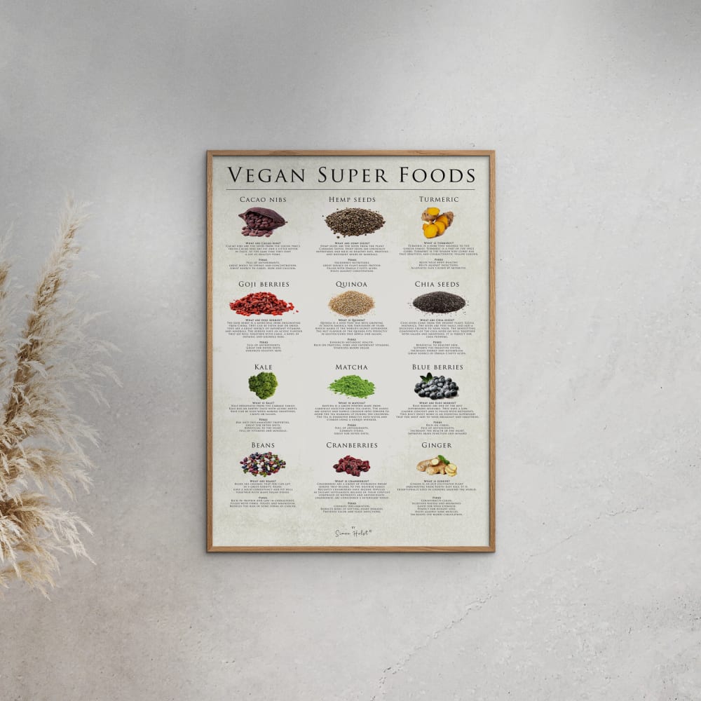 Affiche ''Vegan super foods '' Cadre en chêne - 70x100 cm
