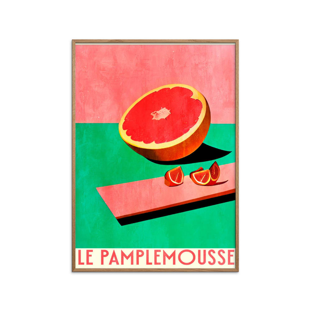 Affiche ''Le Pamlemousse '' Cadre en chêne - 50x70 cm