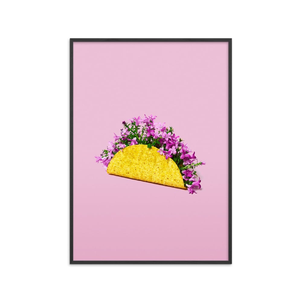 Affiche ''Flower taco '' Cadre noir - 70x100 cm