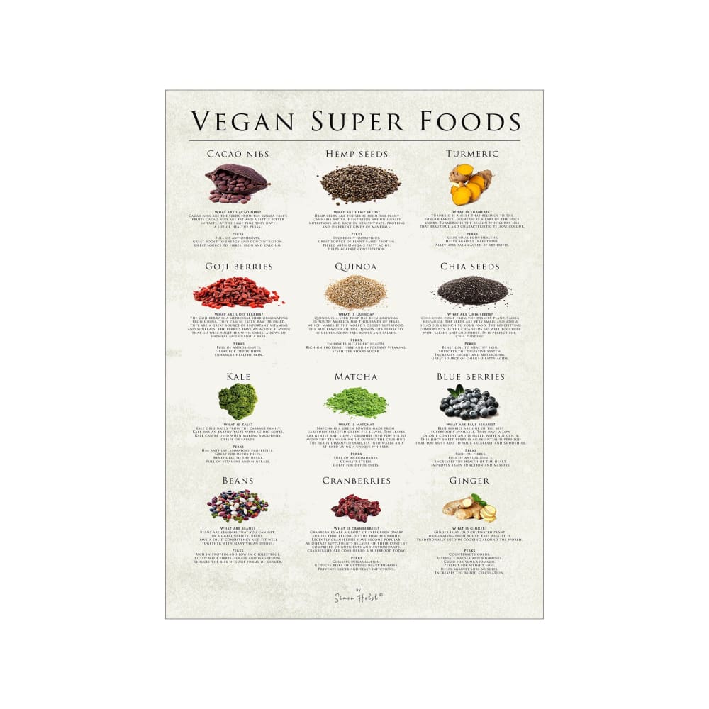Affiche ''Vegan super foods'' sans cadre - 30 x 40 cm