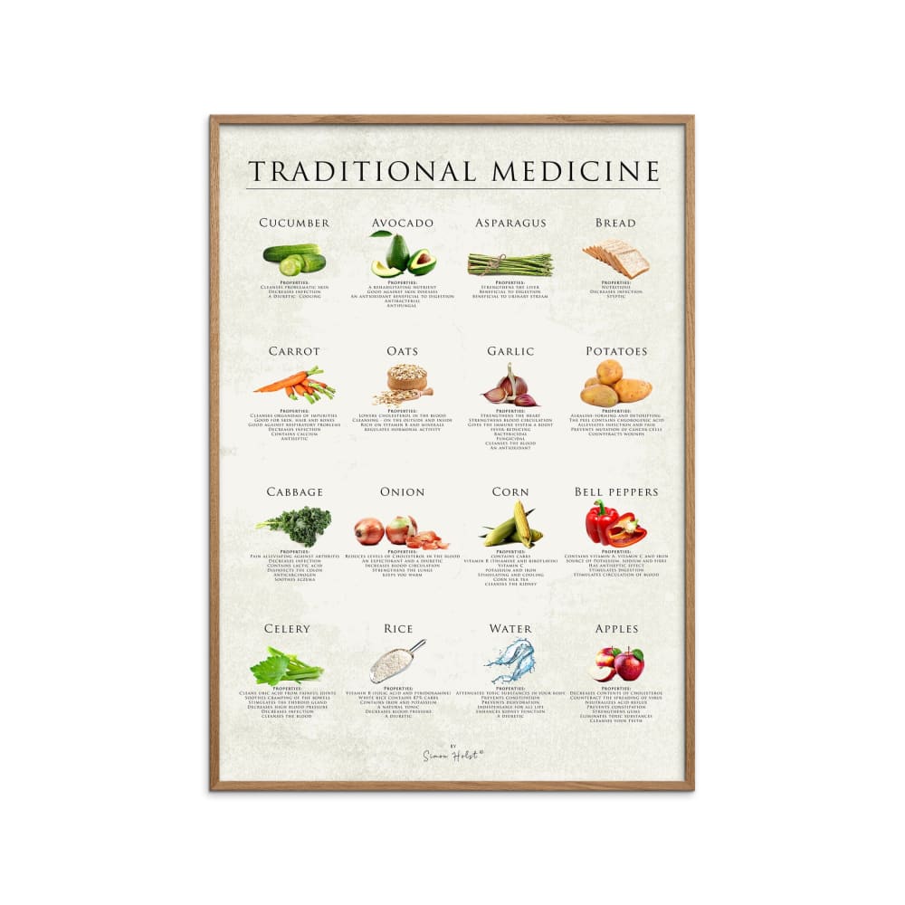 Affiche ''Traditional Medicine '' Cadre en chêne - 30x40 cm
