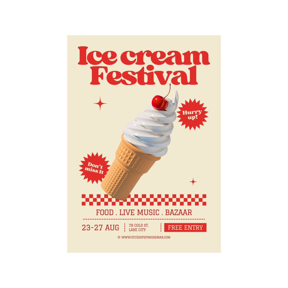 Affiche ''Ice Cream Festival'' sans cadre - 30 x 40 cm