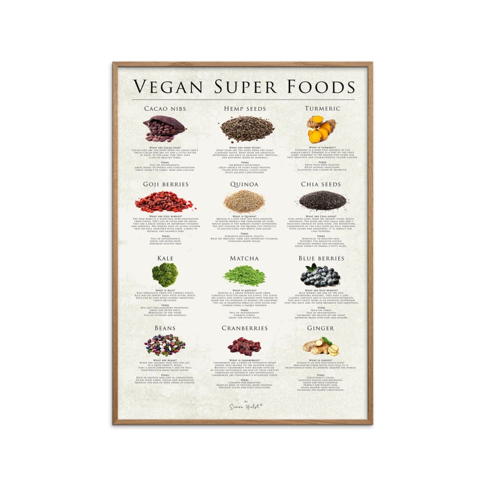 Affiche ''Vegan super foods '' Cadre en chêne - 30x40 cm