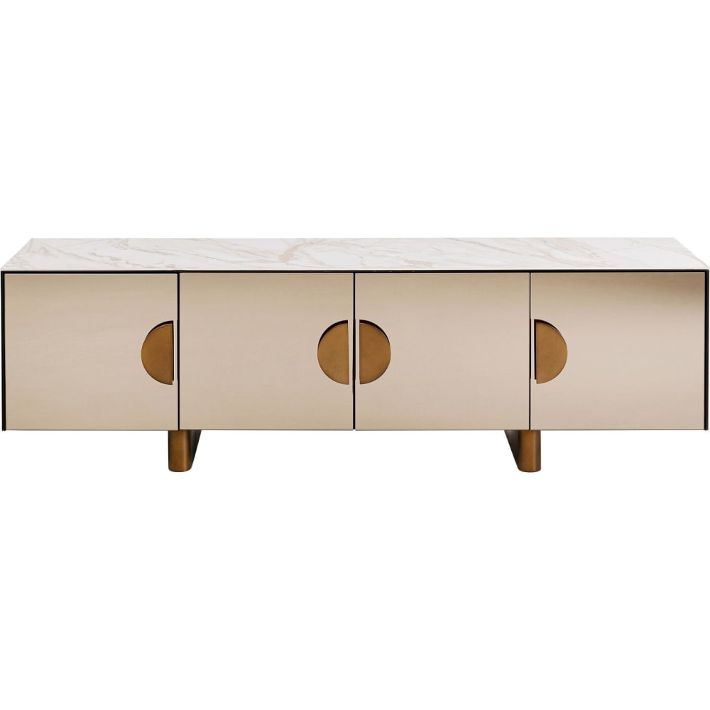 Meuble TV 4 portes en verre miroir et grès