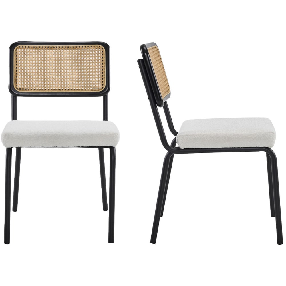 Lot de 2 chaises noires, - cannage