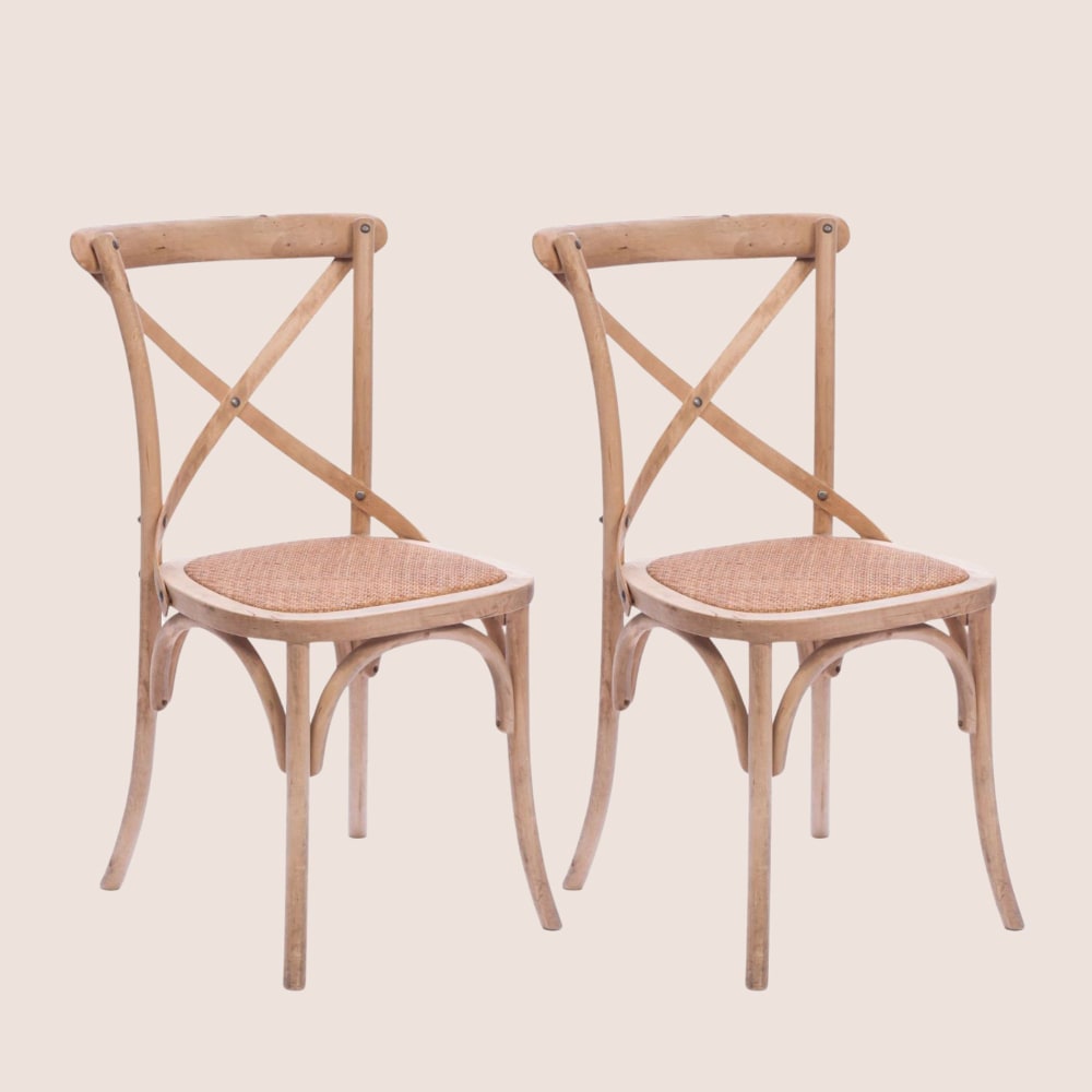Lot de 2 chaises bistrot en bois massif
