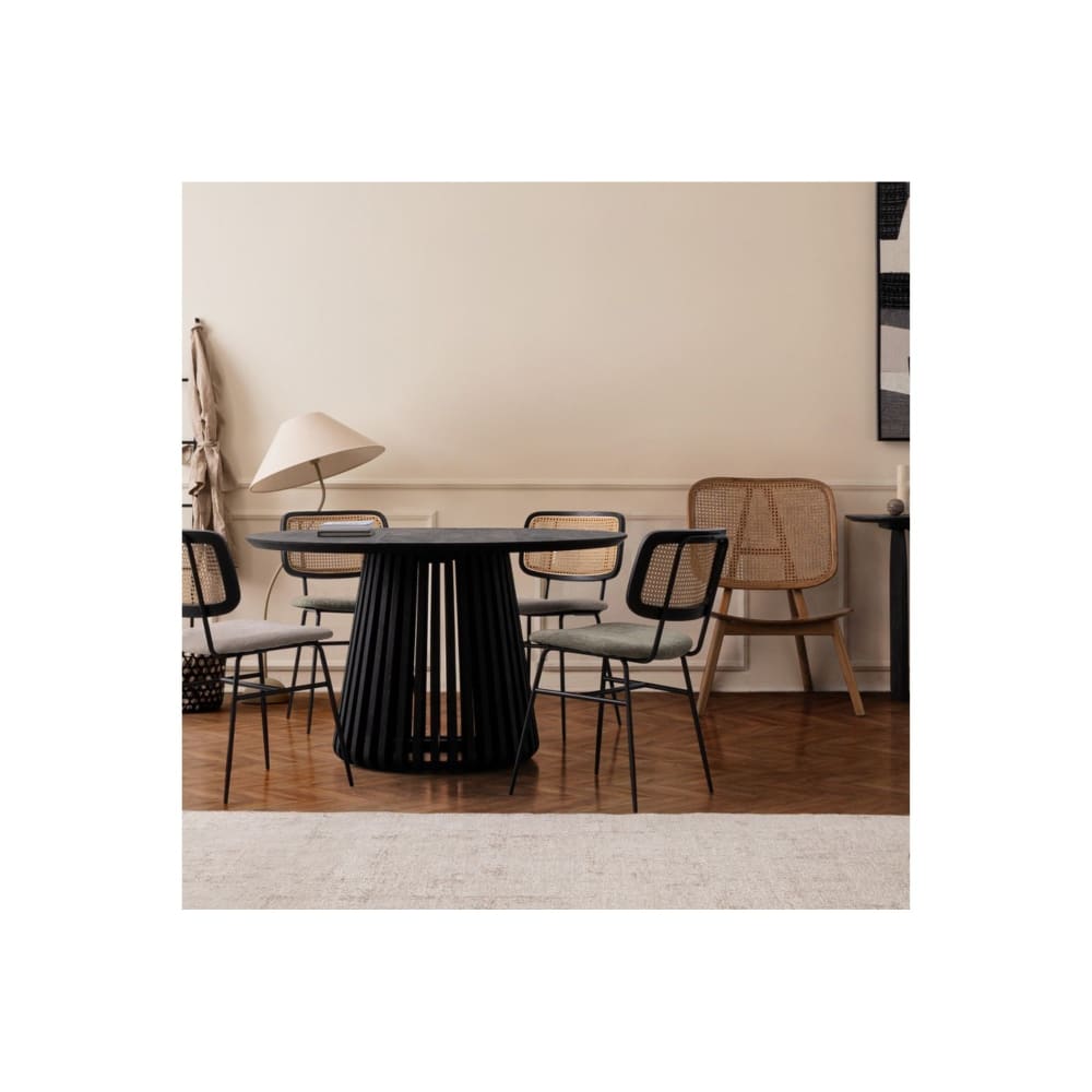 Lot de 2 chaises de salle à manger en cannage et tissu vert - Maisons du Monde