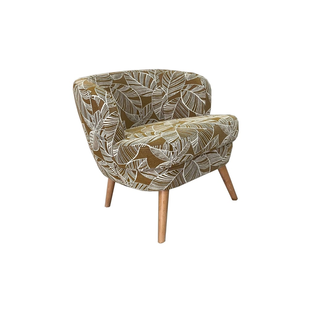 Fauteuil rétro en tissu jacquard motifs floraux