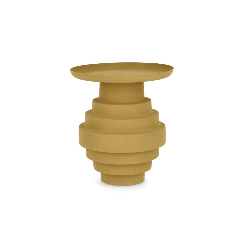 Table basse ronde design en métal D36 moutarde