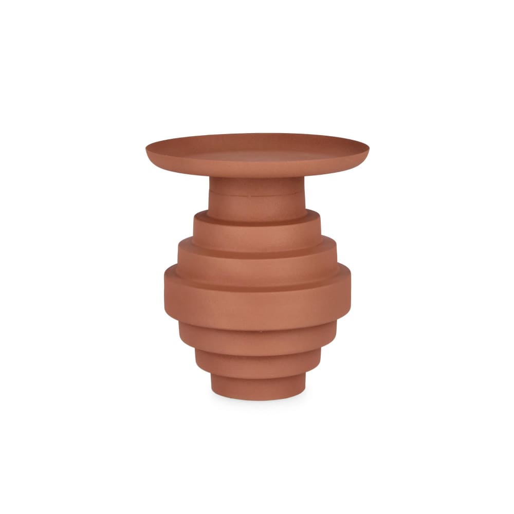 Table basse ronde design en métal D36 marron terracotta