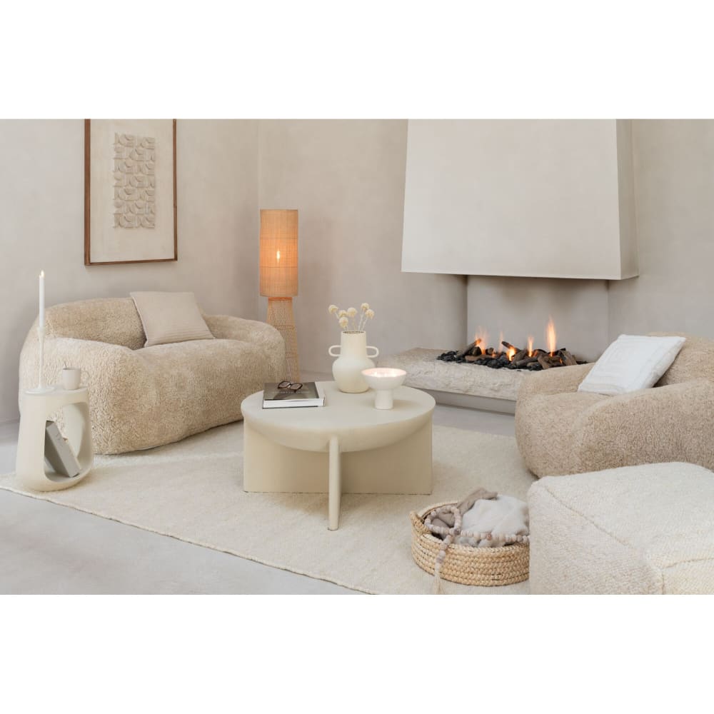 Table basse ronde organique en bois beige D90