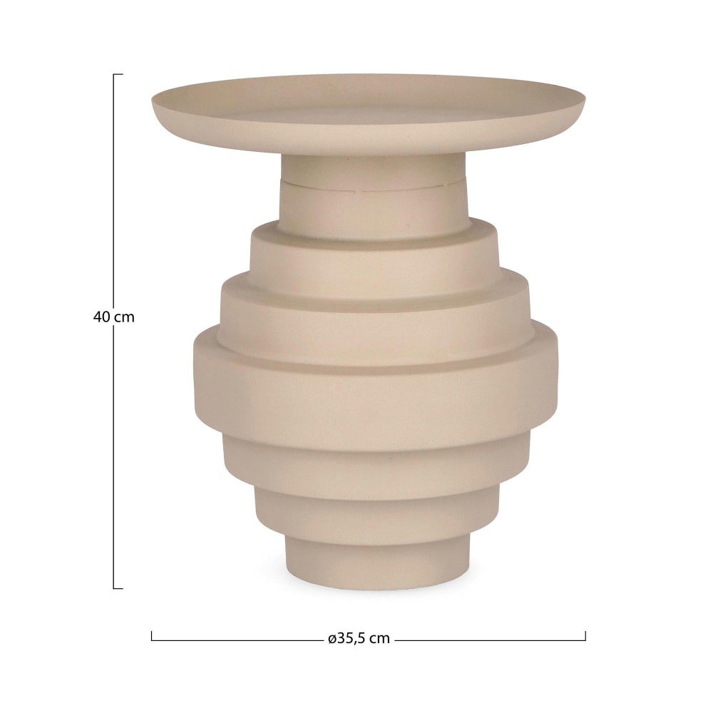 Table basse ronde design en métal d36 beige - Maisons du Monde