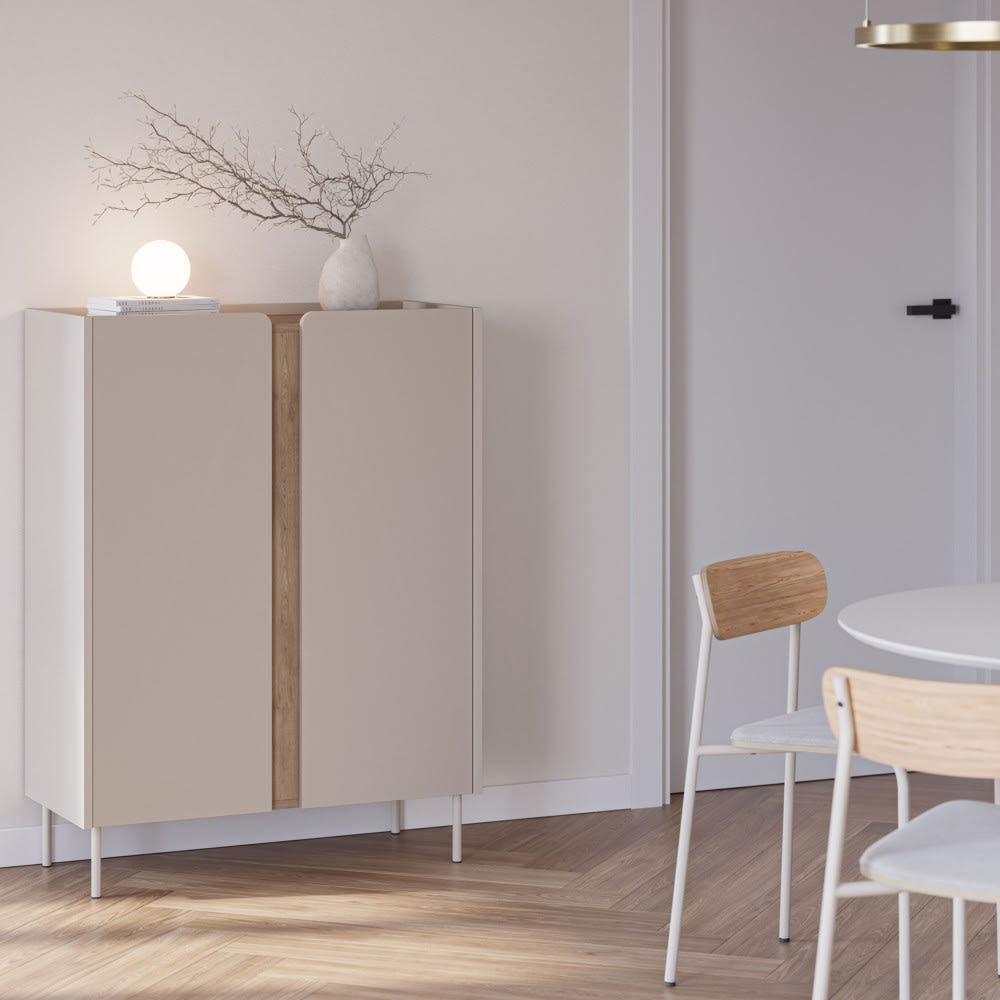 Buffet 2 portes en bois et métal h120cm - beige - Maisons du Monde