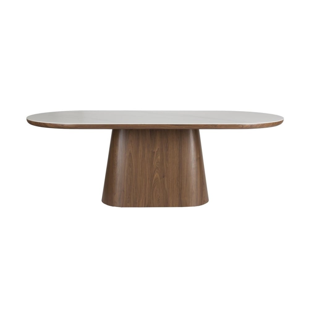 Table repas ovale noyer avec plateau effet marbre l200 — Beyit