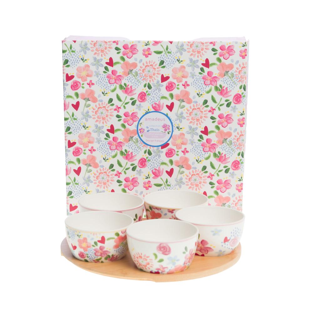 Service apéritif 5 pièces blanc en porcelaine