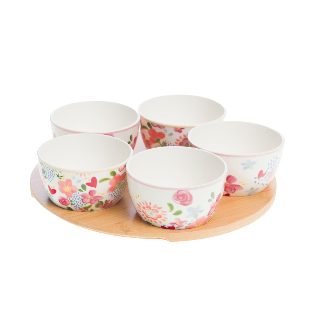 Service apéritif 5 pièces blanc en porcelaine - Maisons du Monde