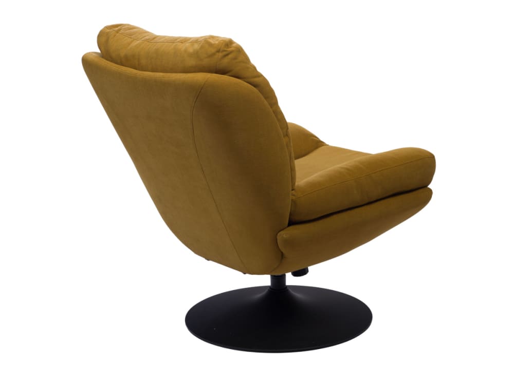 Fauteuil design et confortable pivotant moutarde