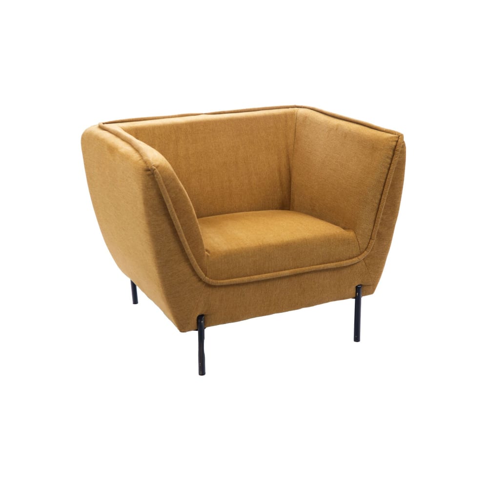 Hellin Fauteuil de salon 1 place jaune et piétement noir - Tissu