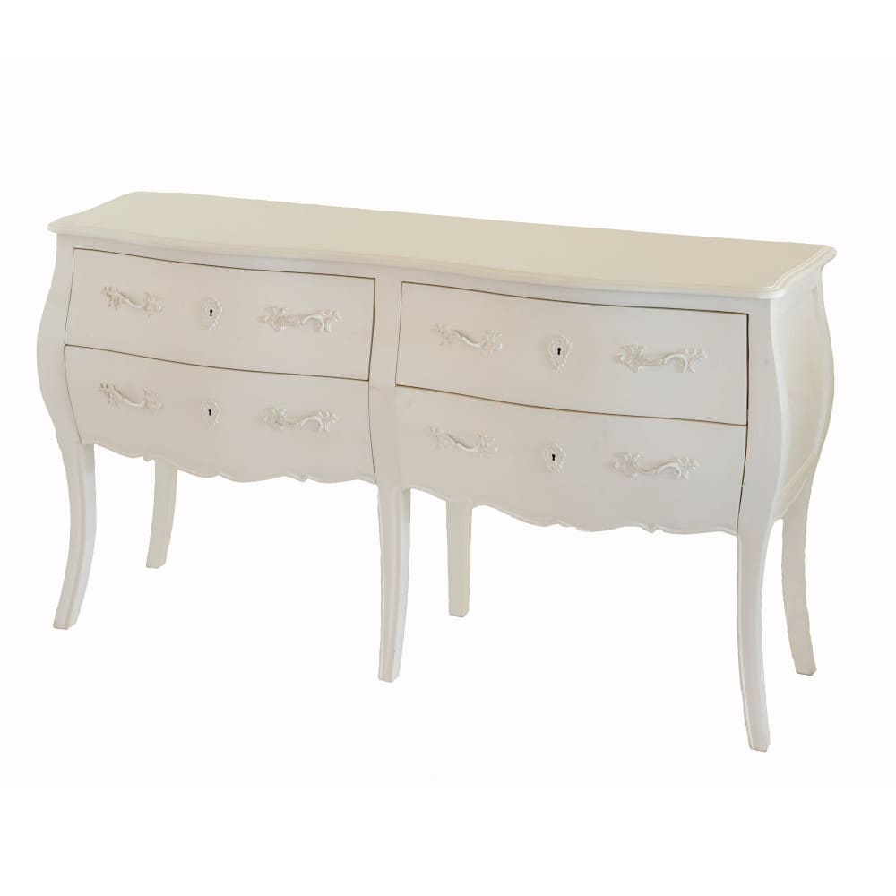 Amadeus Commode double en bois cassé l140 cm murano blanc en bois de bayur Blanc Bois - 40x80x140cm