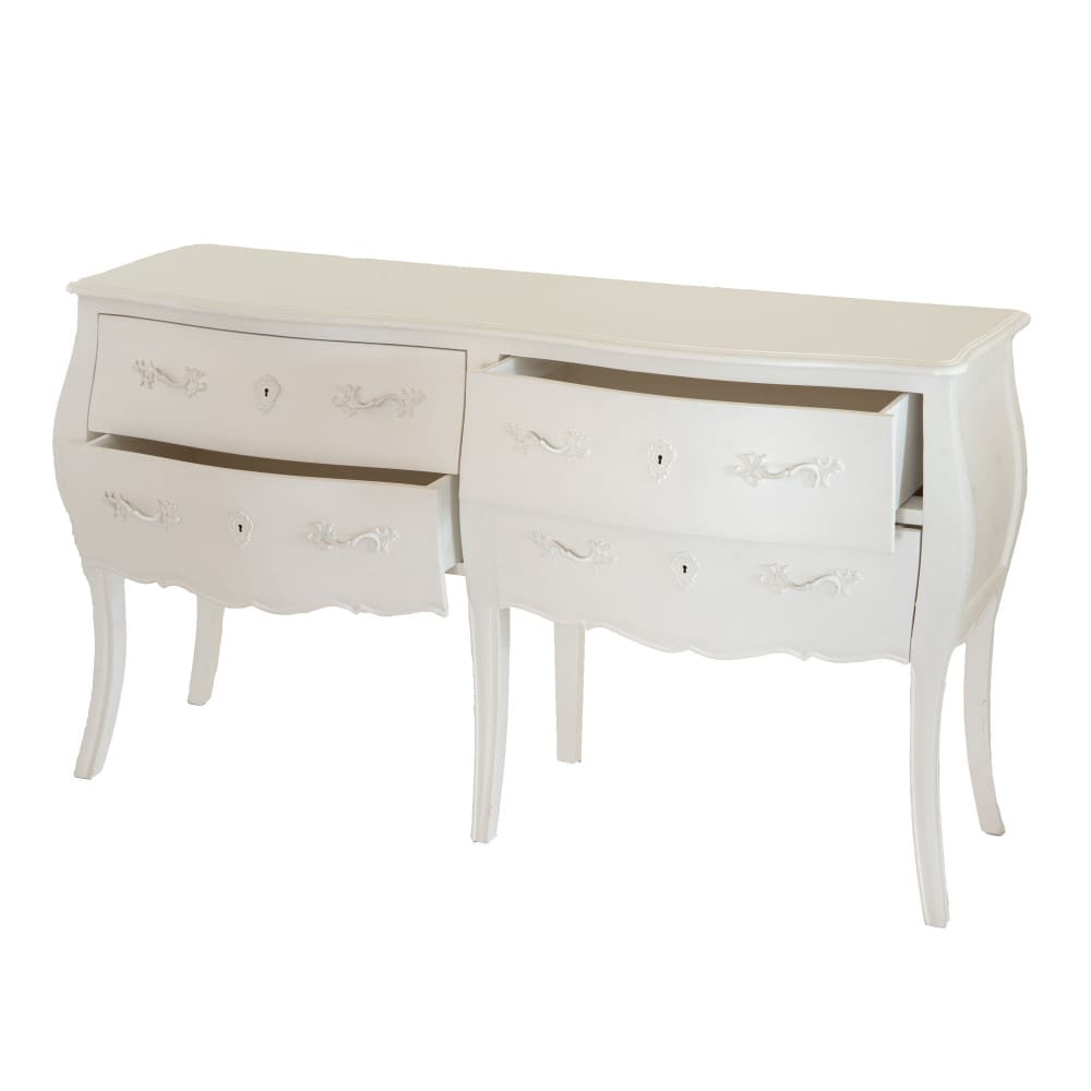 Commode double en bois cassé l140 cm murano blanc en bois de bayur - Maisons du Monde