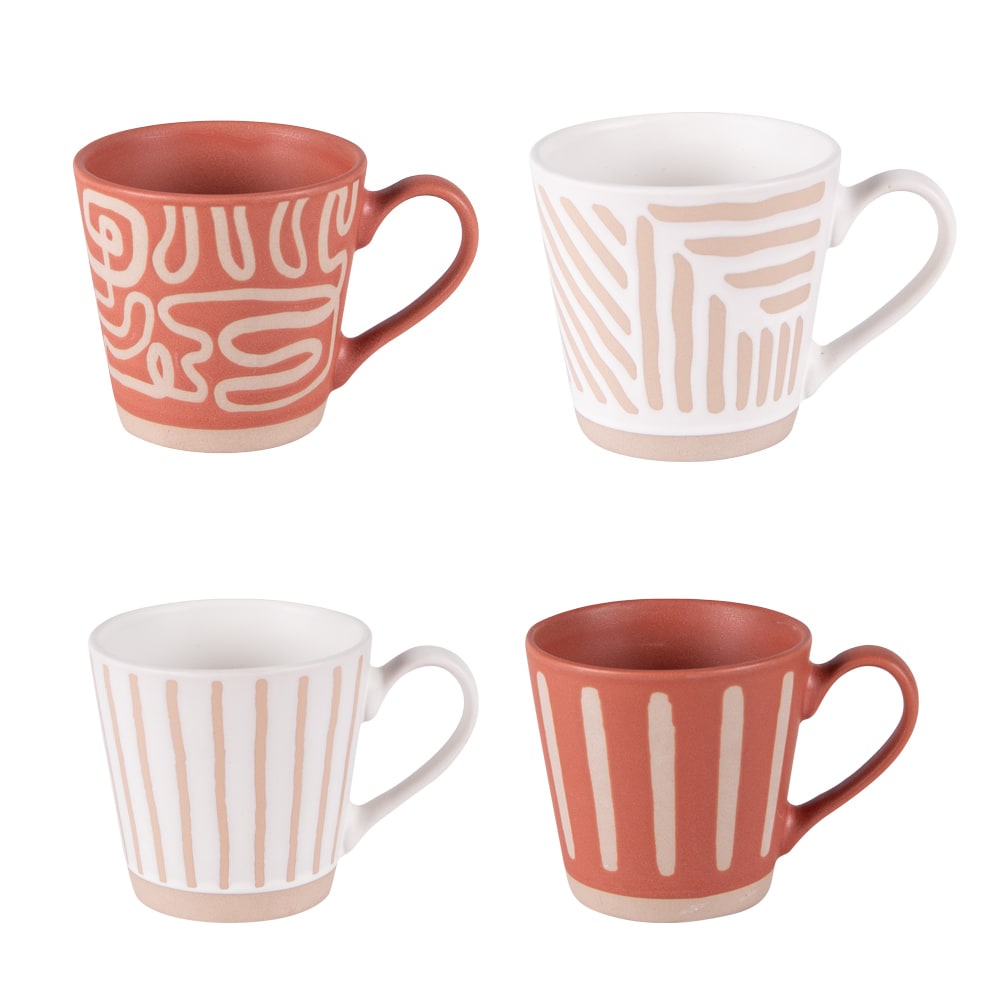 Coffret de 4 tasses 18 cl multicolore en grès Coffret de 4 tasses 18 cl multicolore en grès