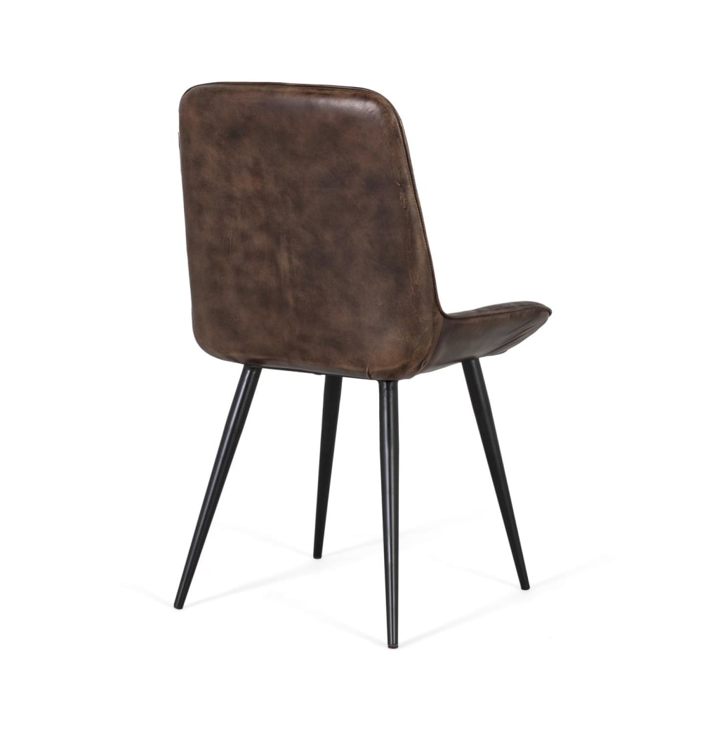 Chaise rembourrée en cuir gris cendré