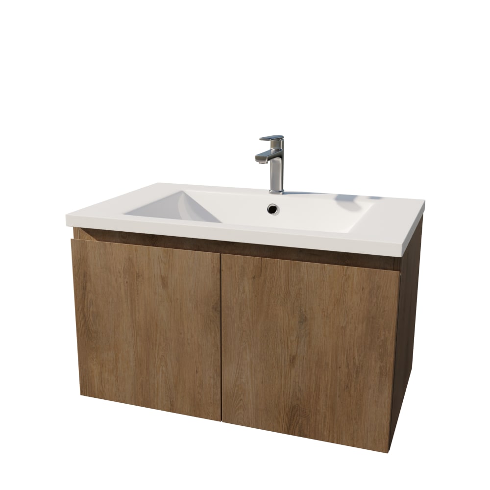 meuble salle bains - marron