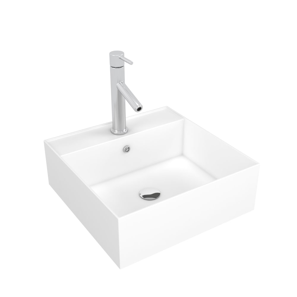 Vasque à poser en résine blanche 42x42x16cm